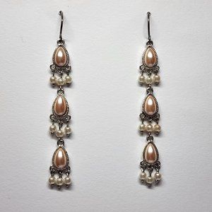 Vintage 1970's Monet Faux Pearl Drop Earrings